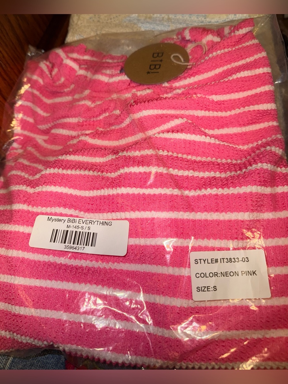 BiBi striped neon pink blouse